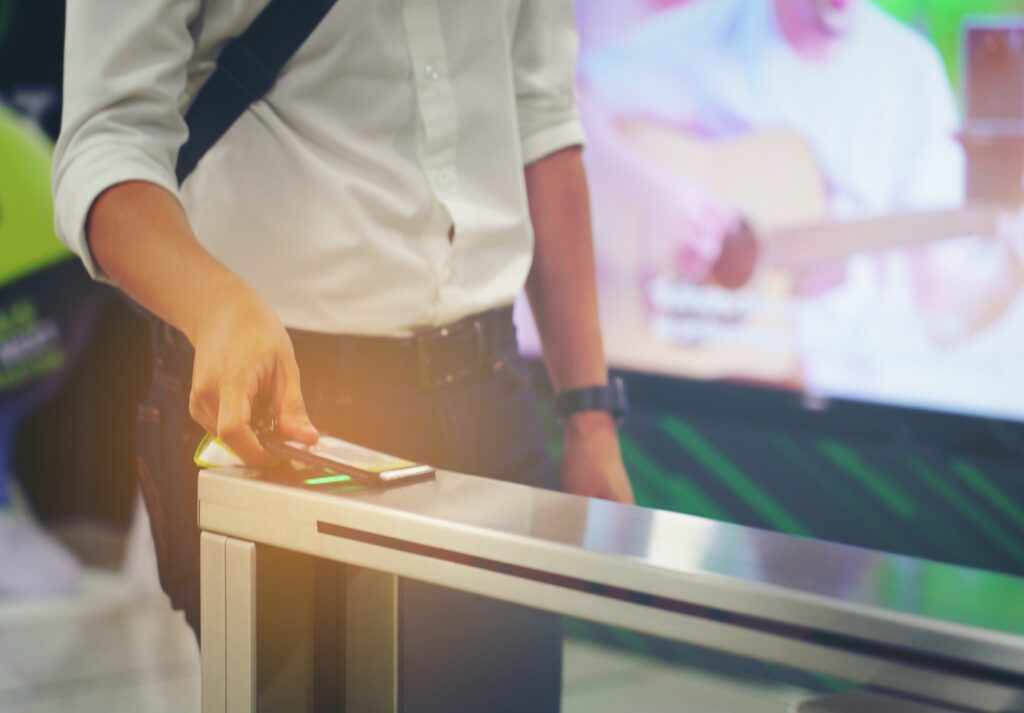 Using digital pass to enter a trade show to replace paper ticket